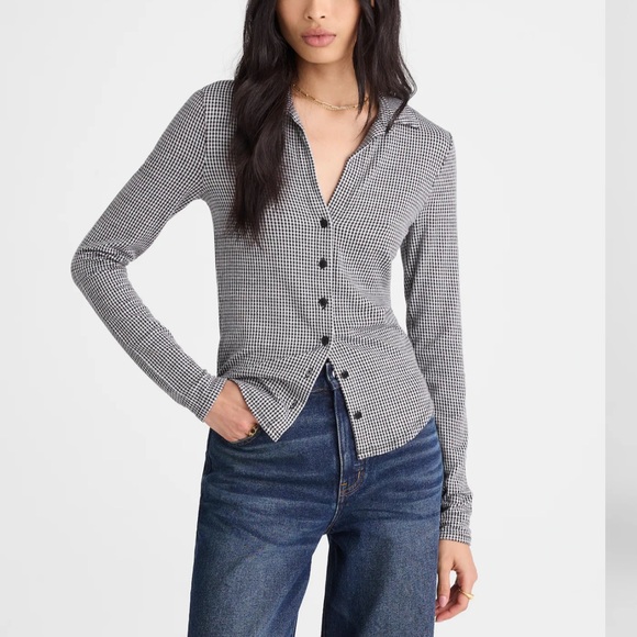 Madewell Camp Long-Sleeve Top in Gingham - Picture 1 of 5